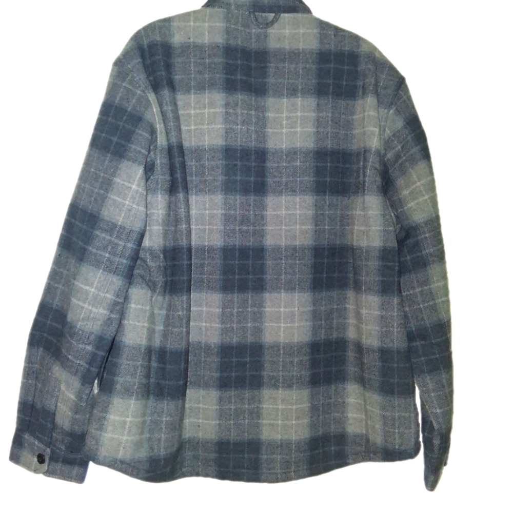 MEN'S JACHS NY WOOL BLEND QUILTED SHERPA LINED GRAY PLAID SHIRT JACKET. XL. - Picture 3 of 10